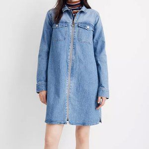 Madewell | Denim Long Sleeve Zip-Front Shirtdress